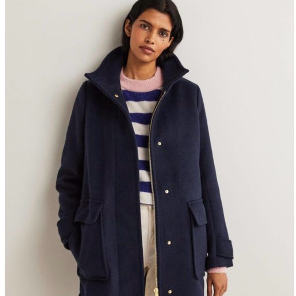 NWT Boden Brushed Wool Coat Navy 8 Petite